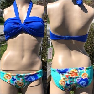 NWOT Anthropologie Seafolly Blue Halter Bikini Top